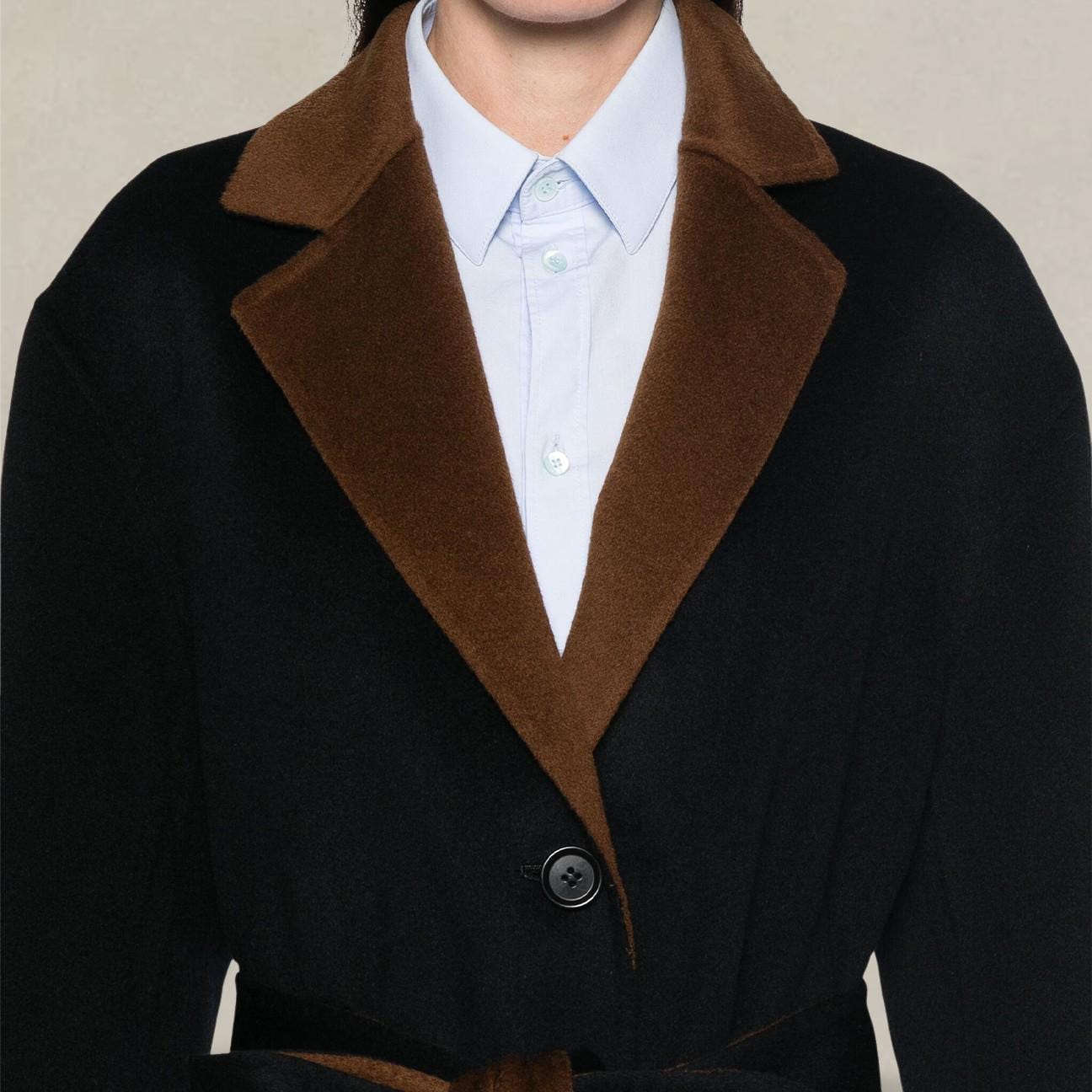 ASPESI Cappotto donna in lana double Blue e Marrone