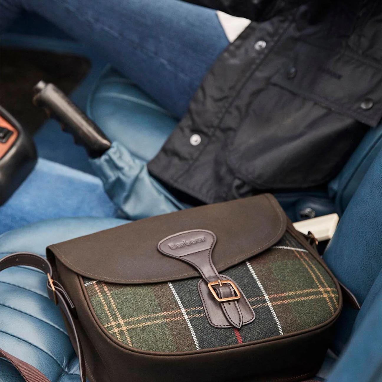 BARBOUR Borsa Whitley in Tartan e pelle