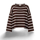 BE YOU Maglia donna a righe Marrone e Bianco