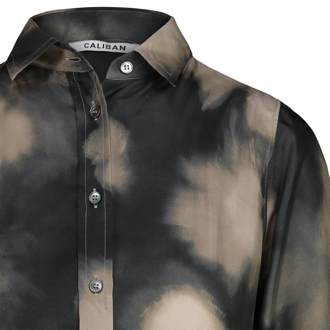 CALIBAN Camicia donna in seta Grigio e Beige