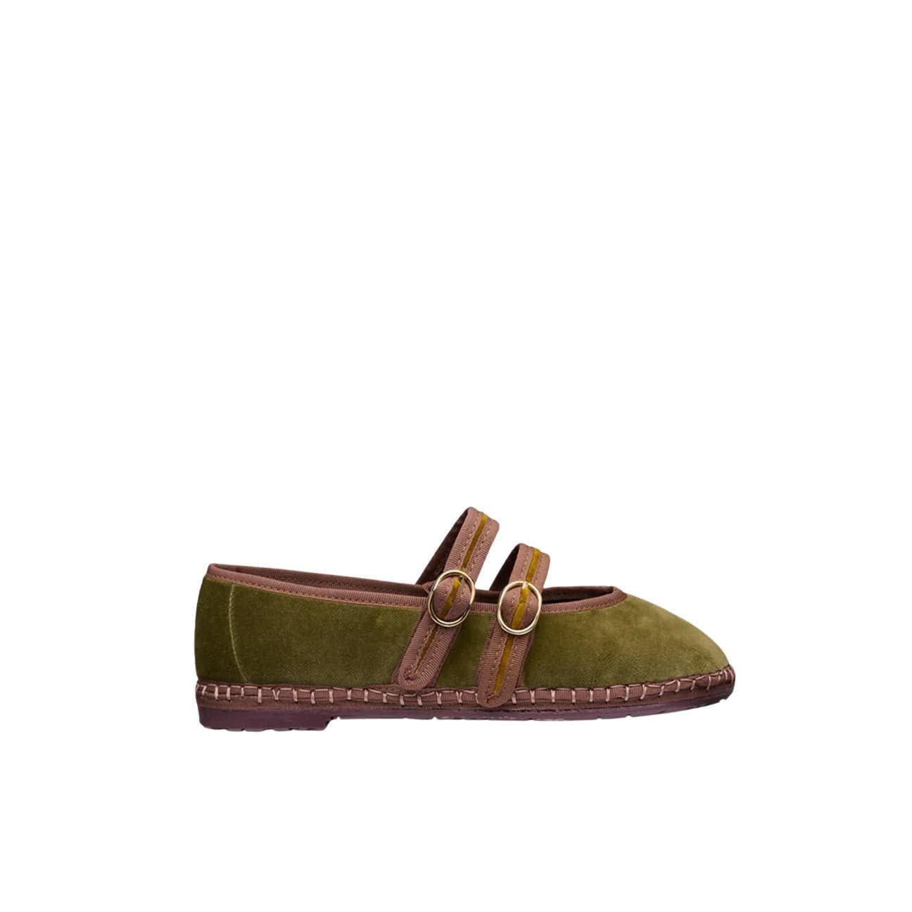 FLABELUS Ballerina in velluto Claire Mustard