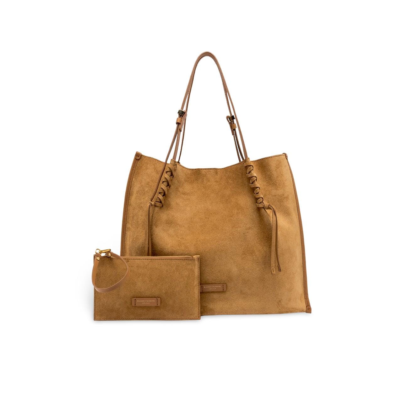 GIANNI CHIARINI Borsa donna Dory Large in pelle scamosciata Beige