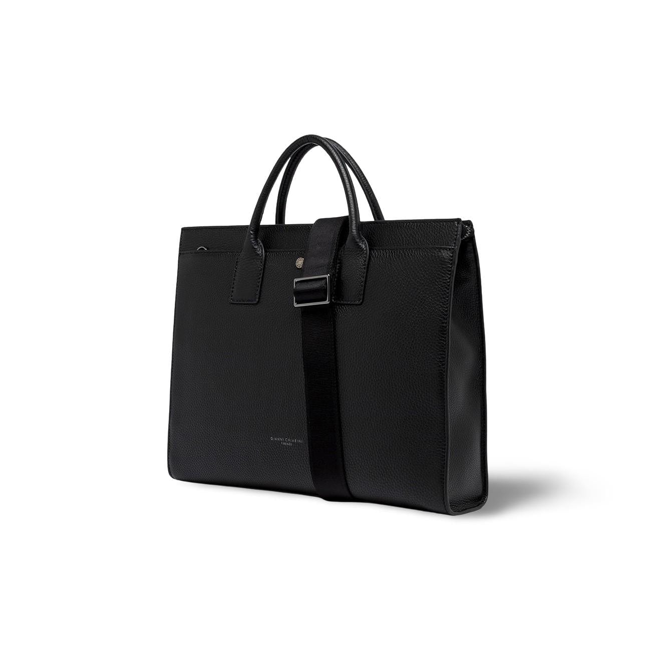 GIANNI CHIARINI Borsa uomo in pelle martellata Nero