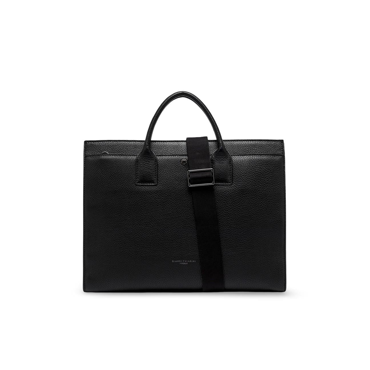 GIANNI CHIARINI Borsa uomo in pelle martellata Nero