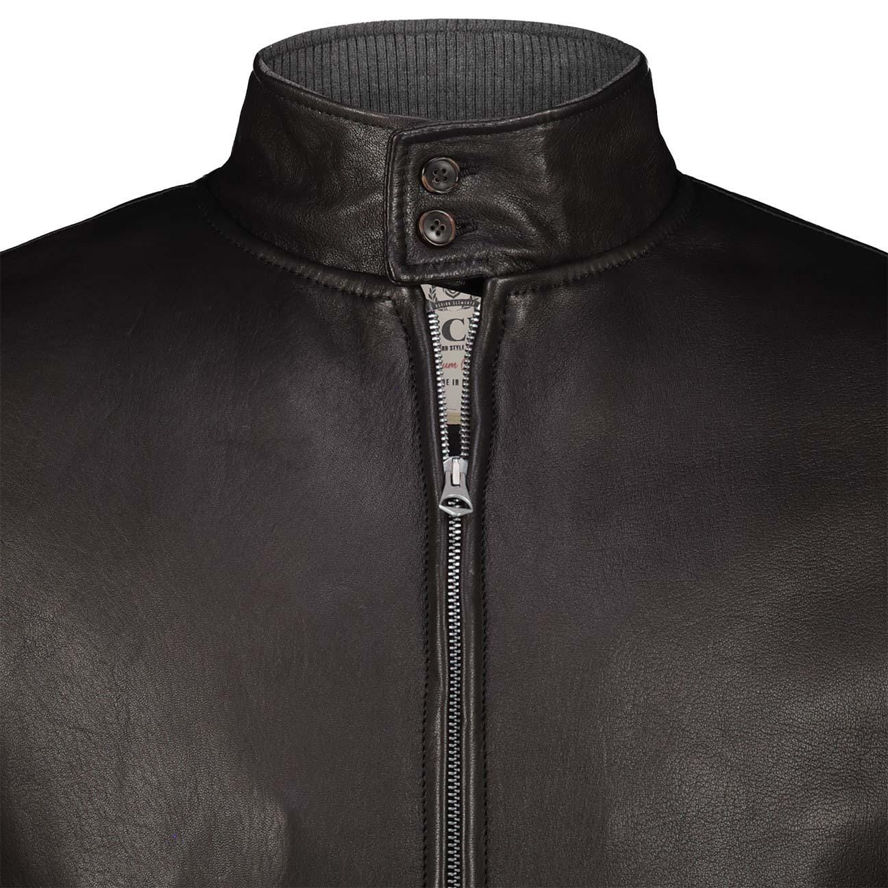 H.C.R. Giubbotto uomo in pelle foderato in panno Nero