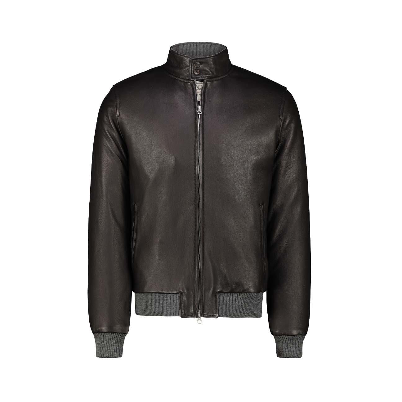 H.C.R. Giubbotto uomo in pelle foderato in panno Nero