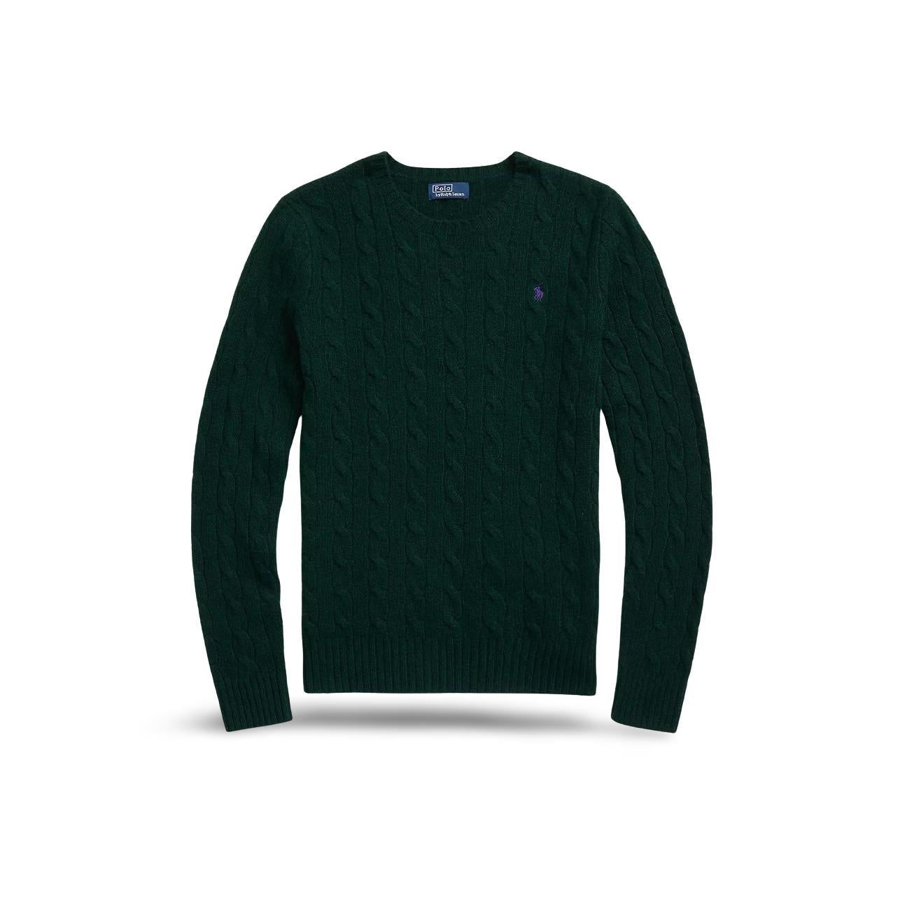 Maglia girocollo a trecce Verde 211910421 027 MOSS AGATE POLO RALPH LAUREN