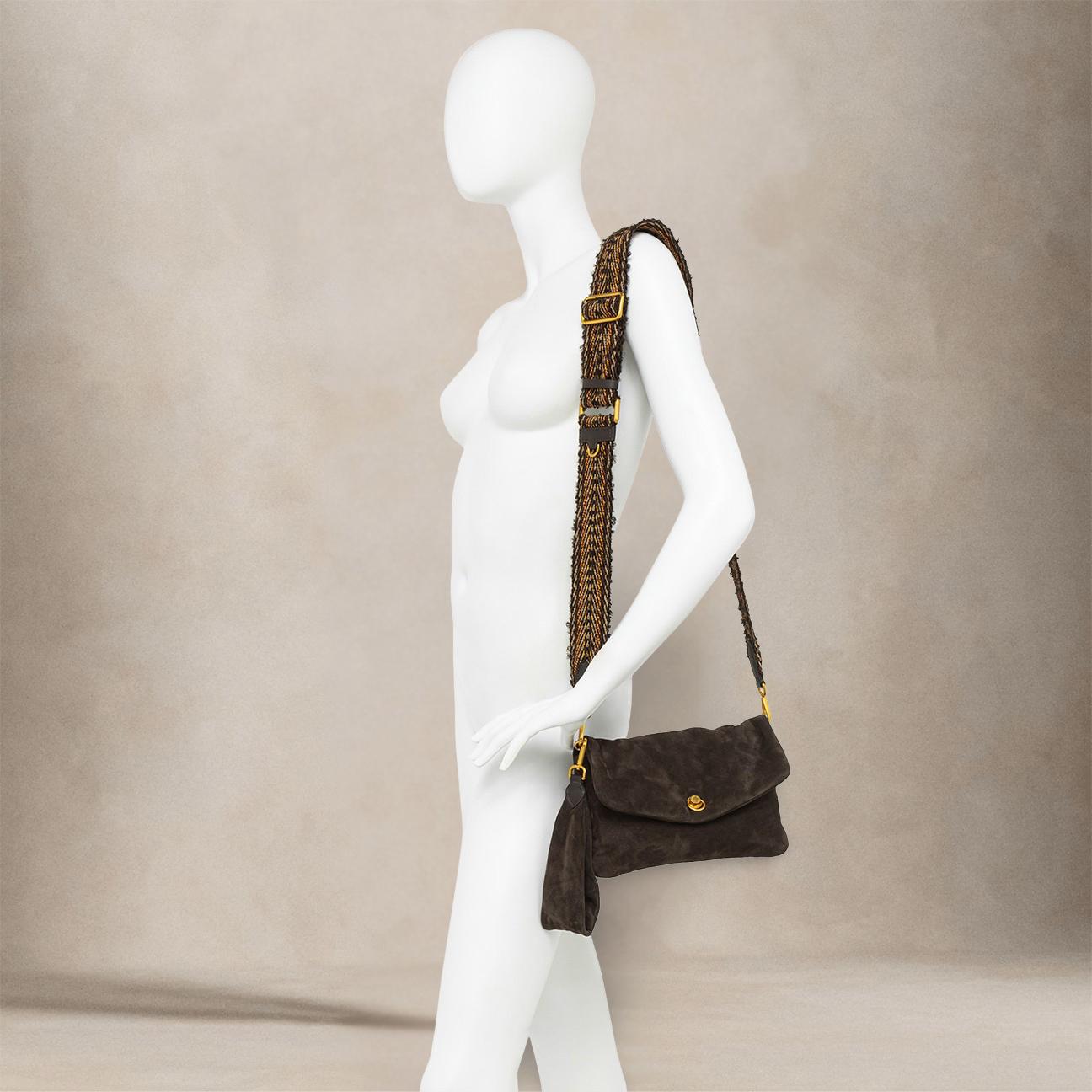 Borsa donna Mirea in pelle scamosciata Moka BS12031 CM NASPM 974 GIANNI CHIARINI