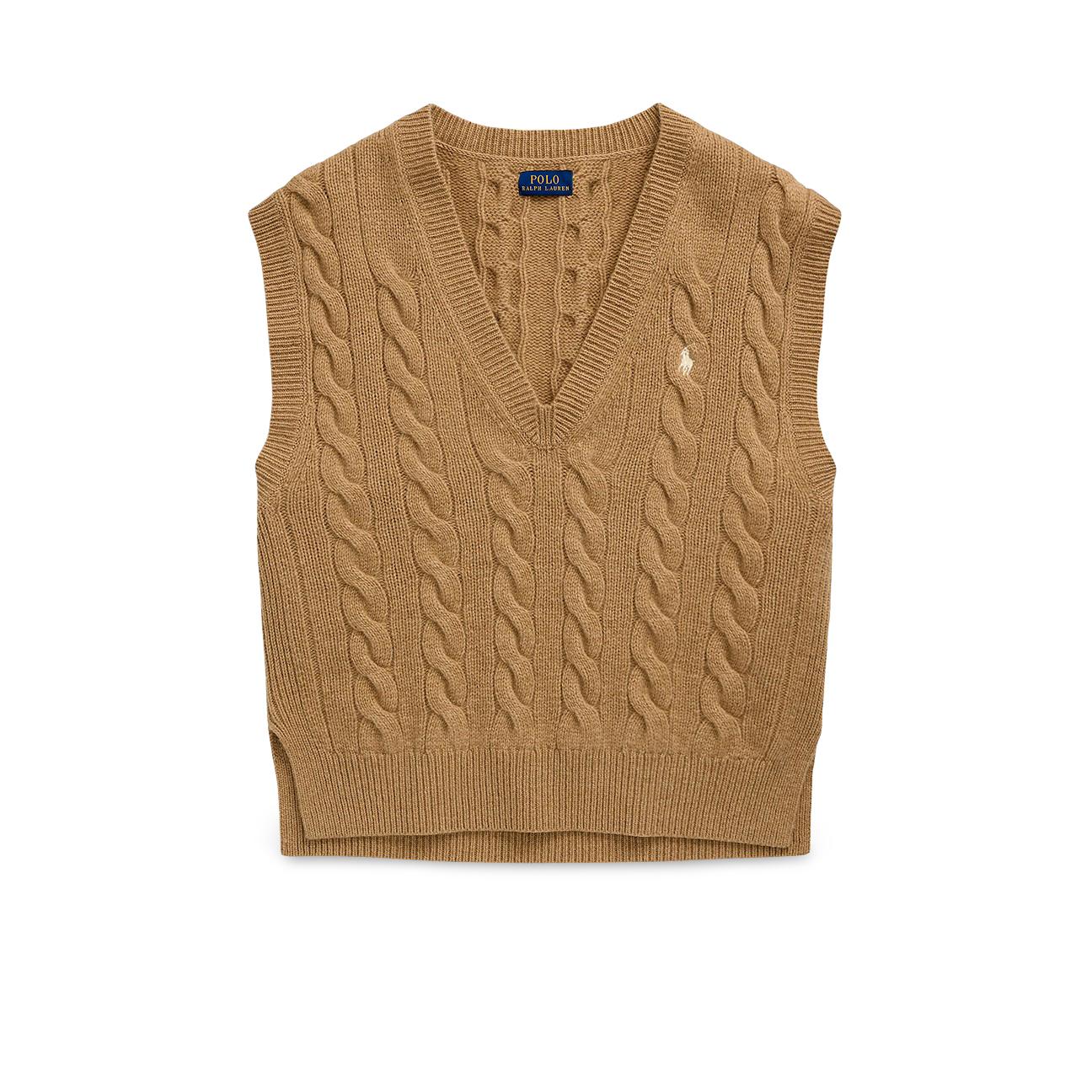 Gile donna in lana e cashmere a trecce Beige 211949994001 CAMEL MELANGE POLO RALPH LAUREN