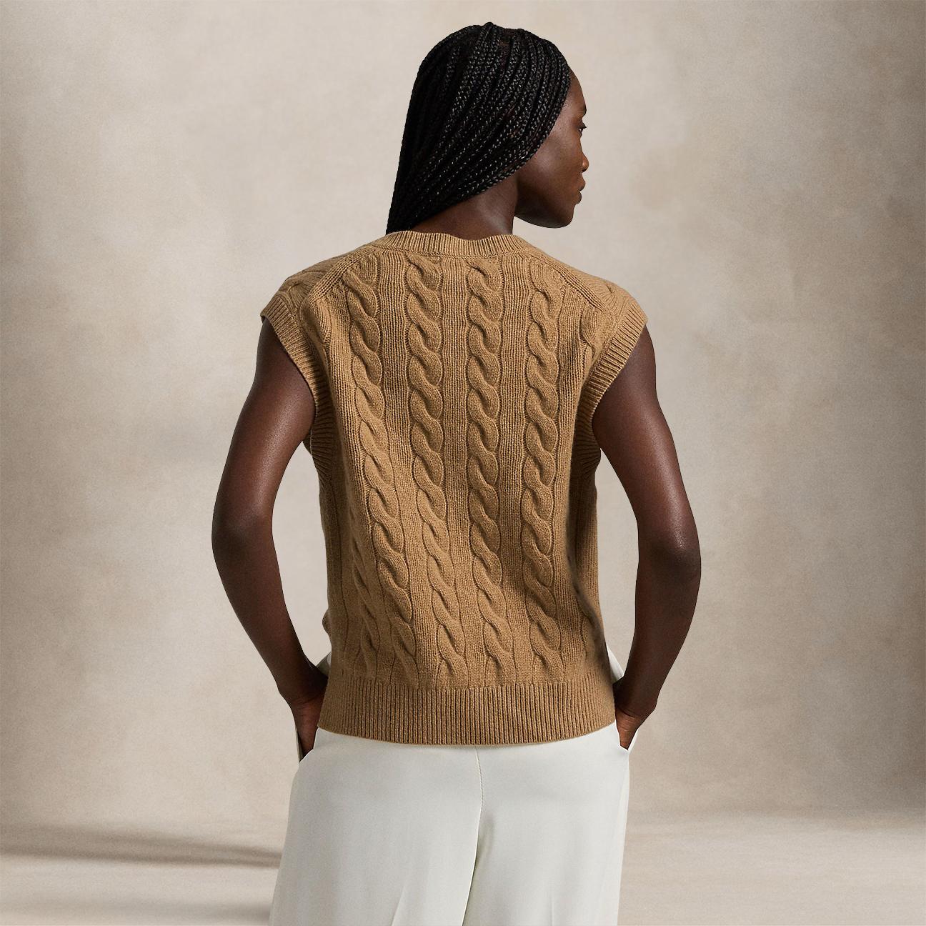 Gile donna in lana e cashmere a trecce Beige 211949994001 CAMEL MELANGE POLO RALPH LAUREN