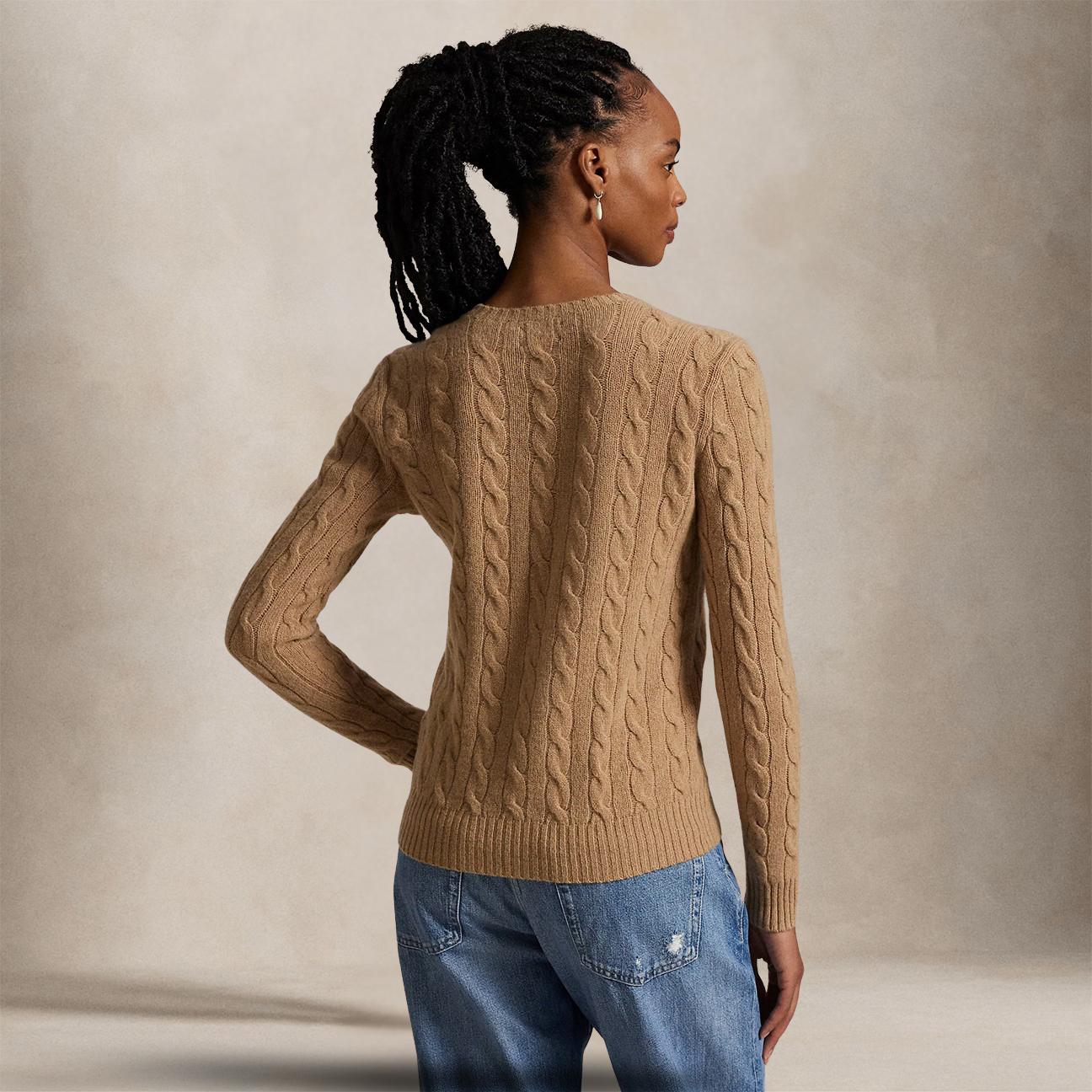Maglia donna girocollo in lana e cashmere Camel 211971865002 CAMEL MELANGE POLO RALPH LAUREN