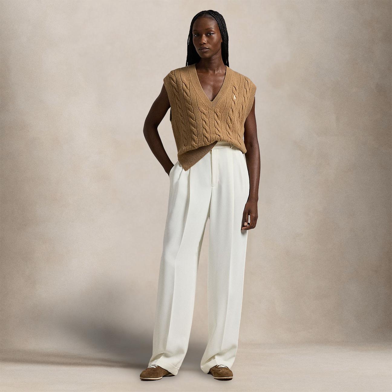 Gile donna in lana e cashmere a trecce Beige 211949994001 CAMEL MELANGE POLO RALPH LAUREN