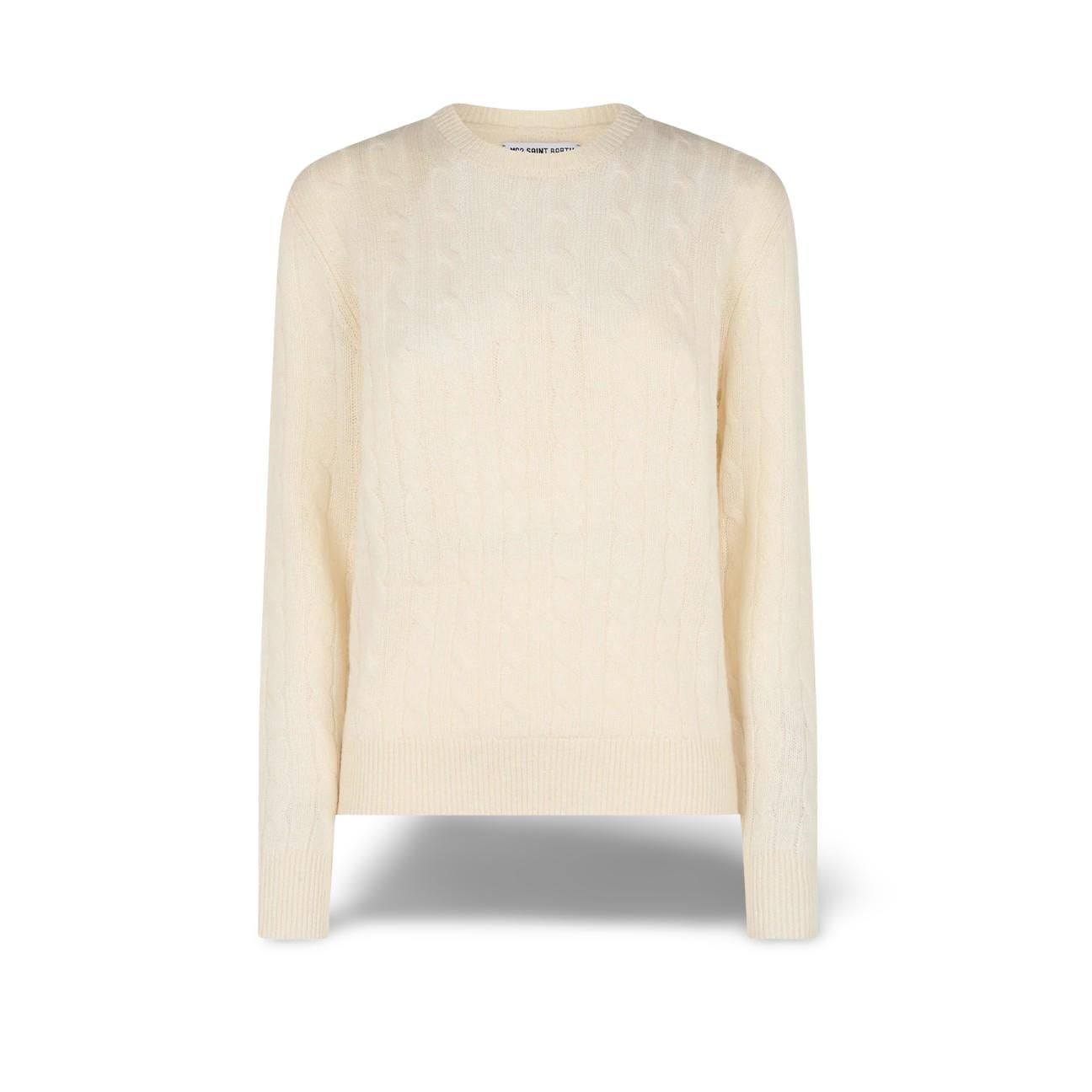 Maglione da donna a trecce Bianco SORBONNE TRICOT 10 MC2 SAINT BARTH
