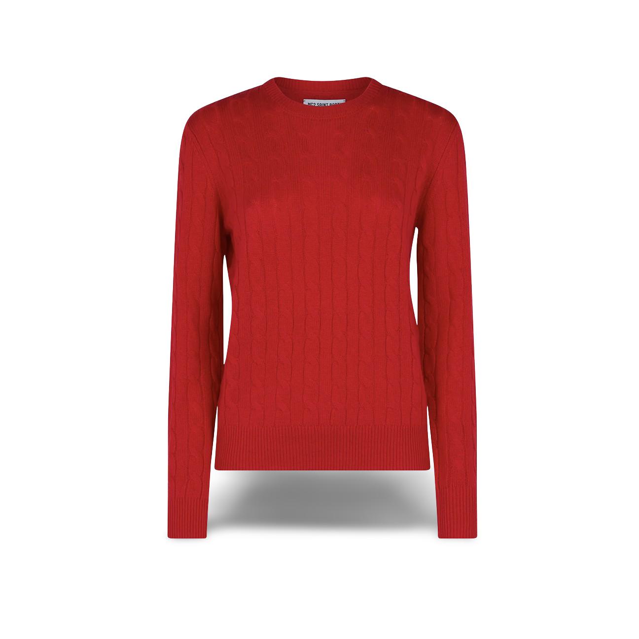 Maglione da donna a trecce Rosso SORBONNE TRICOT 41 MC2 SAINT BARTH