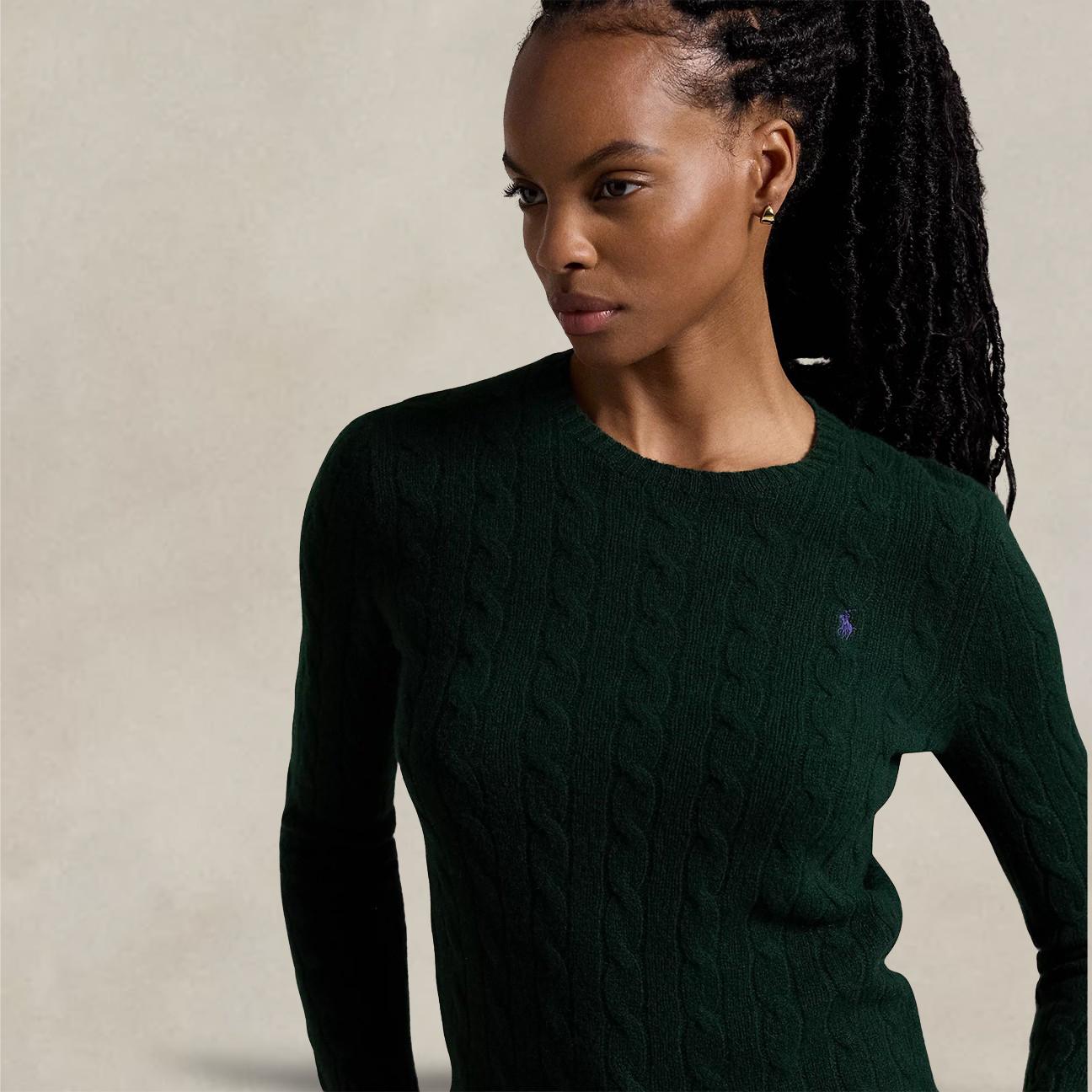 Maglia girocollo a trecce Verde 211910421 027 MOSS AGATE POLO RALPH LAUREN