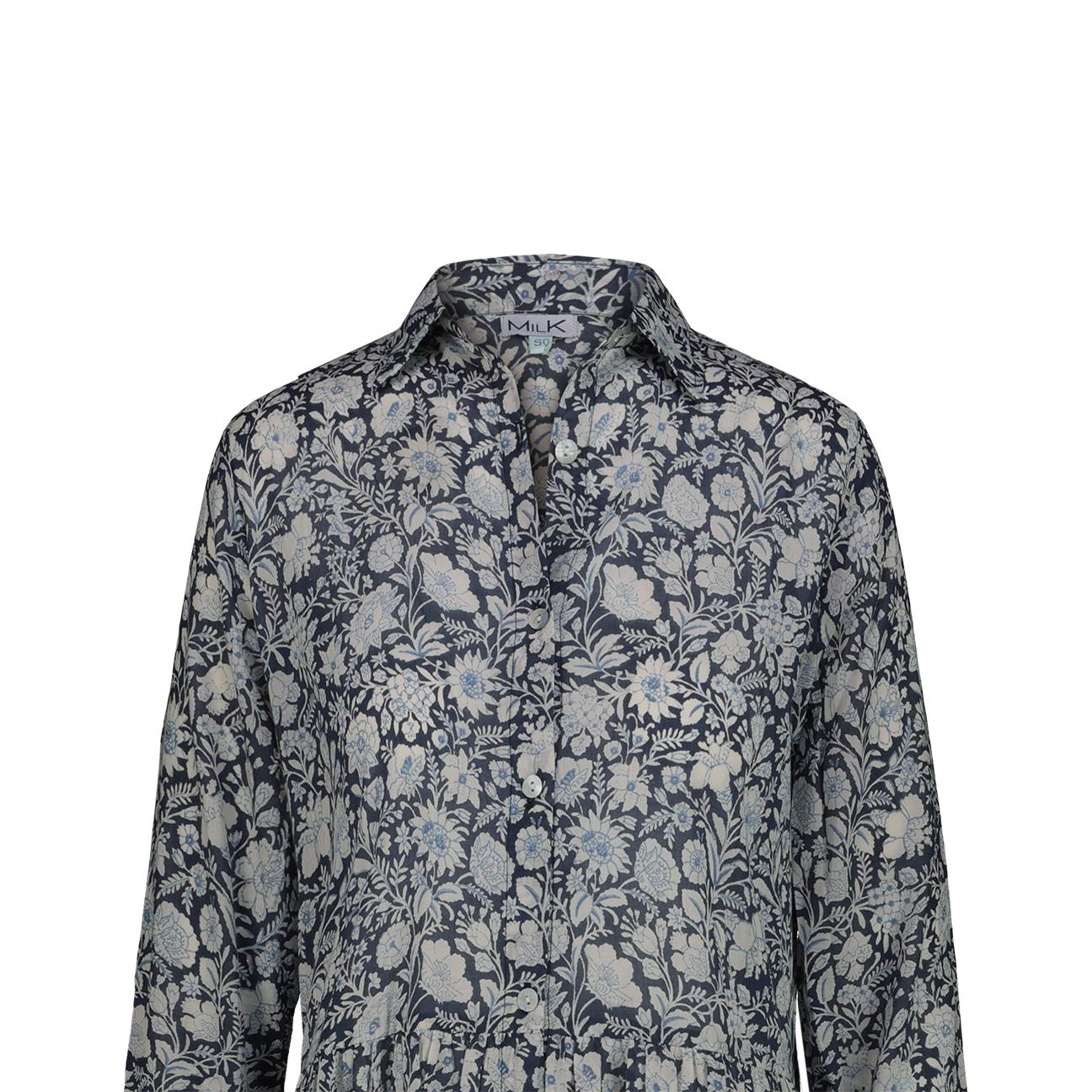 Abito Camicia Lungo in Cotone fantasia Blue ZELDA 2429 MILK