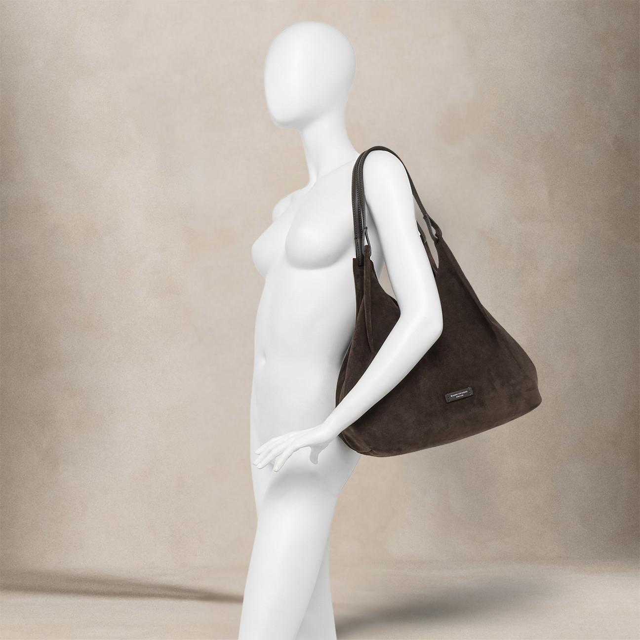 Borsa donna Dua in pelle scamosciata Cognac BS9780 CM PL 14283 GIANNI CHIARINI