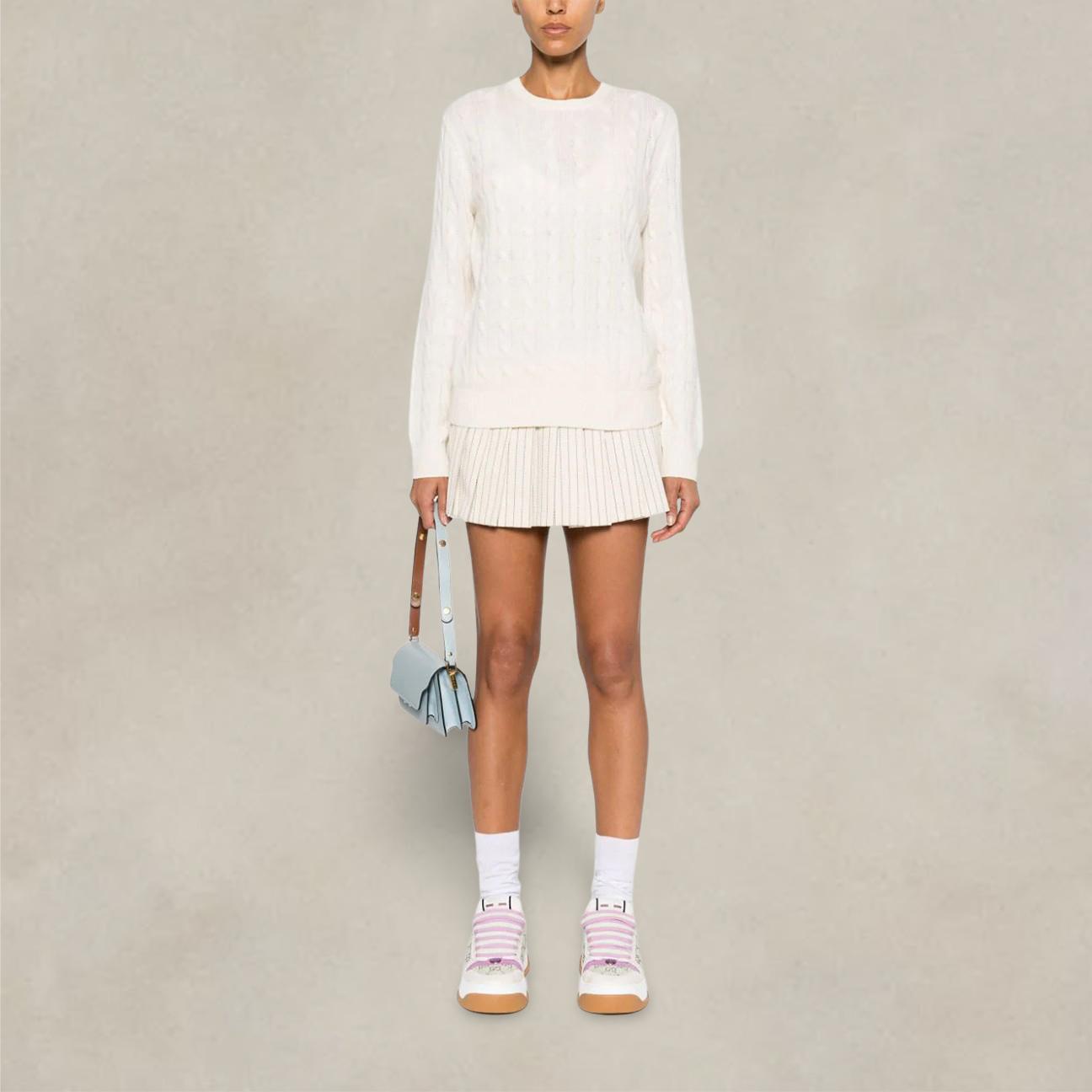 Maglione da donna a trecce Bianco SORBONNE TRICOT 10 MC2 SAINT BARTH