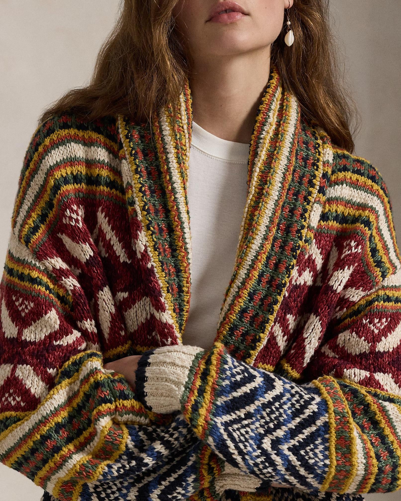 Cardigan donna sciallato Jacquard Multicolor 211959275001 TANBLUE MULTI POLO RALPH LAUREN