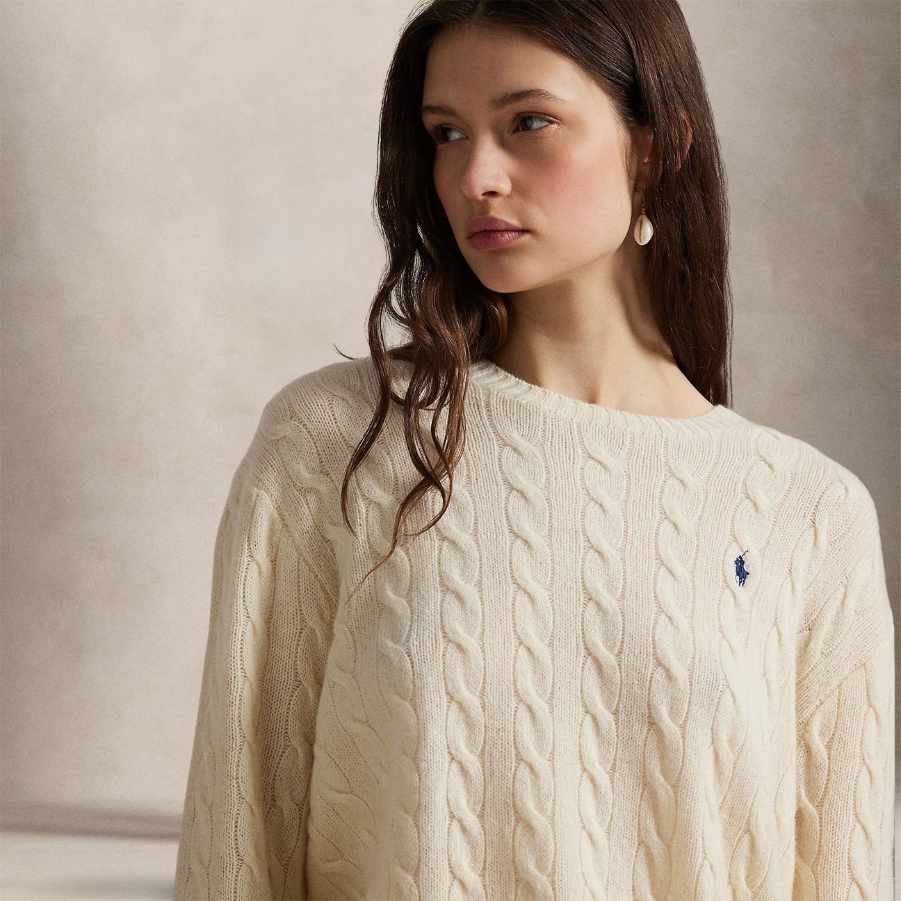 Maglia donna girocollo in lana e cashmere Bianco 211971865001 AUTHENTIC CREAM POLO RALPH LAUREN