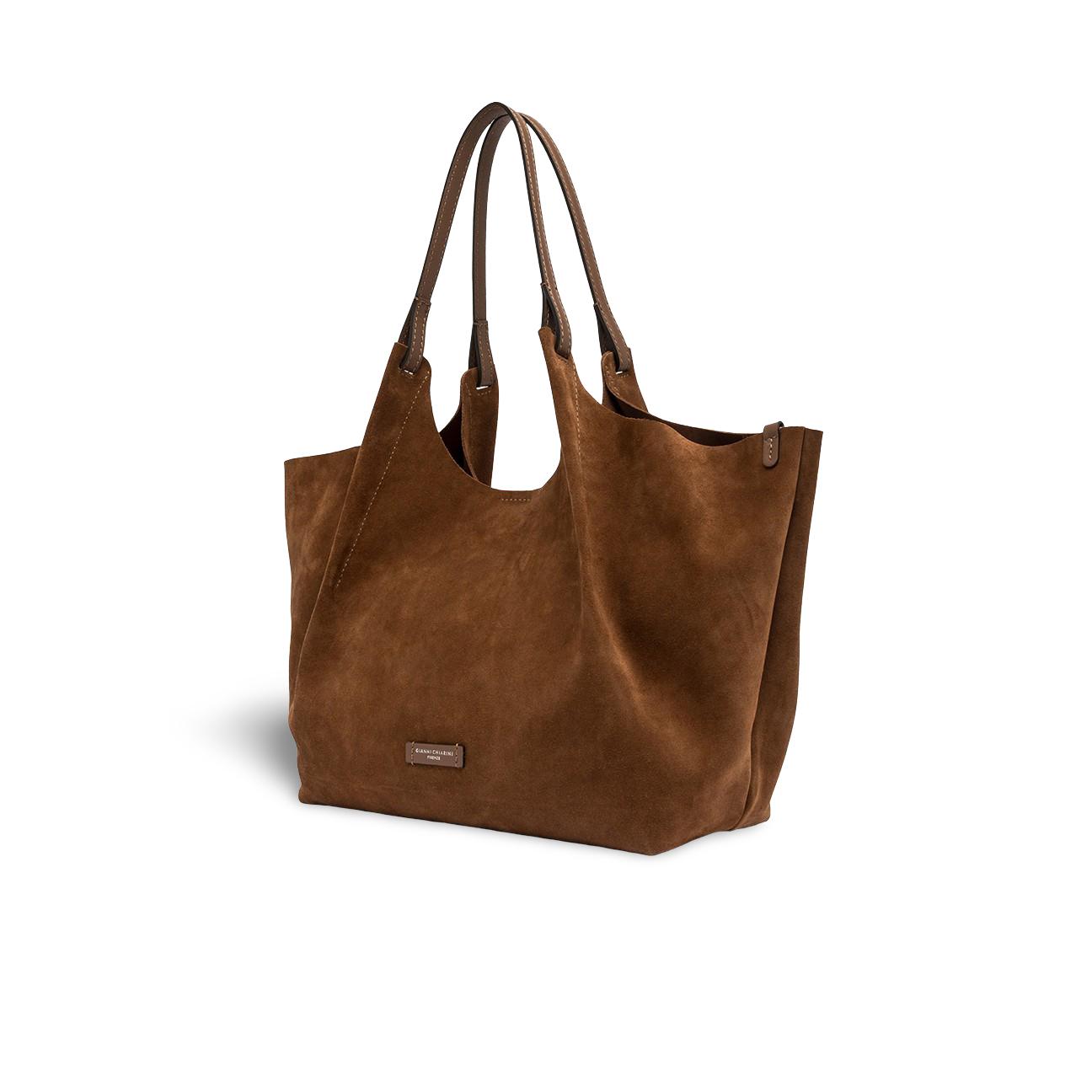 Borsa donna Dua in pelle scamosciata Cognac BS9780 CM PL 14283 GIANNI CHIARINI