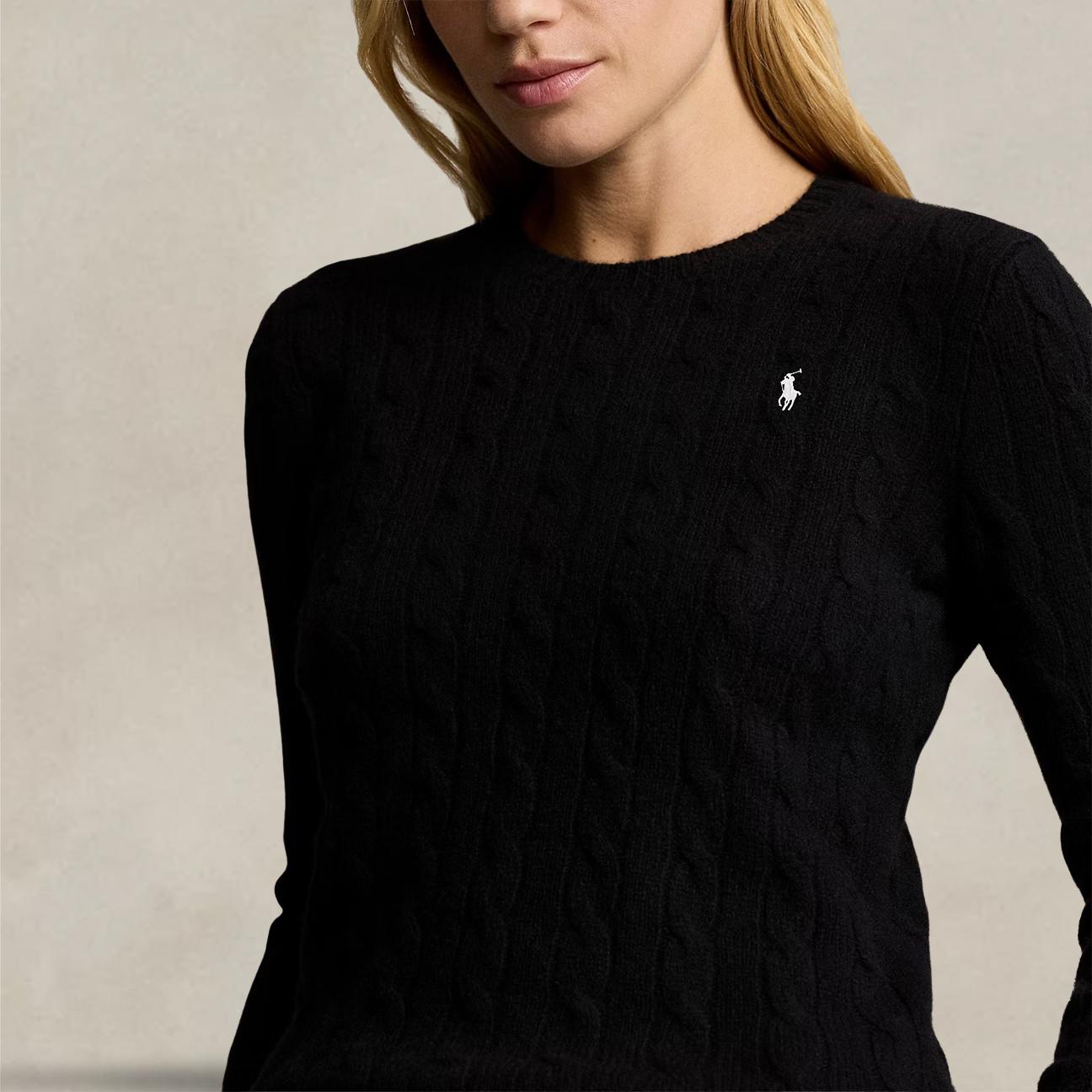 Maglia donna girocollo a trecce Nero 211910421 015 POLO BLACK POLO RALPH LAUREN