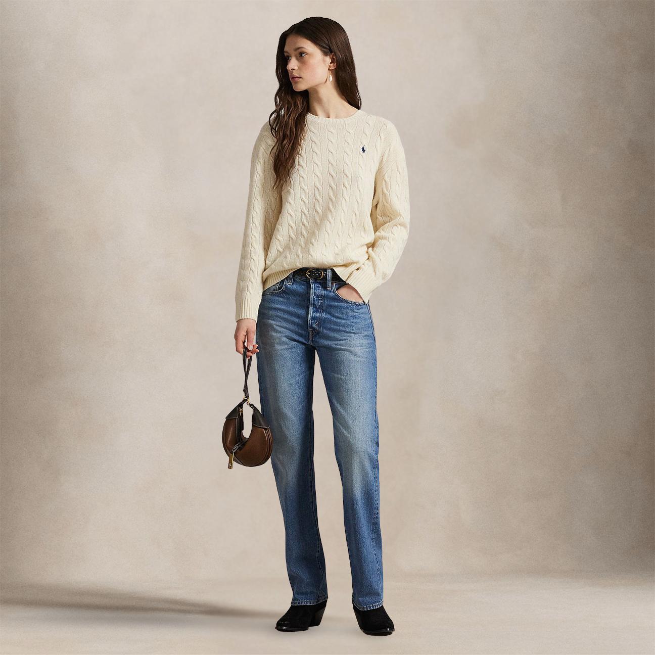 Maglia donna girocollo in lana e cashmere Bianco 211971865001 AUTHENTIC CREAM POLO RALPH LAUREN