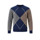 KANGRA Maglia uomo girocolo con rombi Blue e Beige