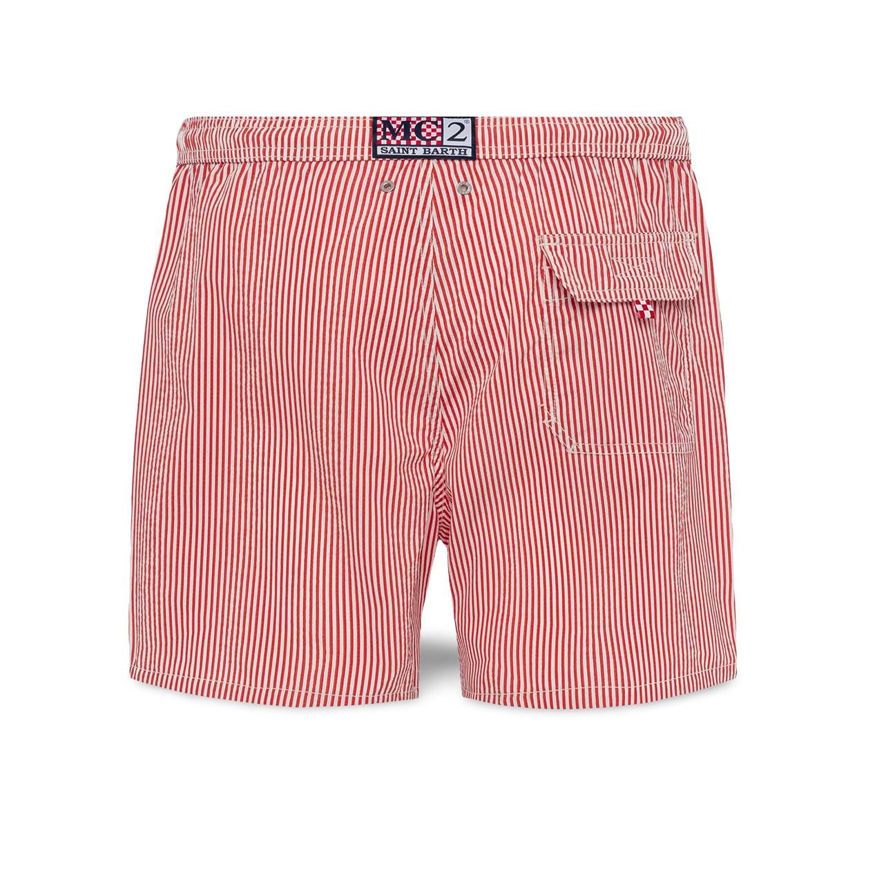 MC2 SAINT BARTH Costume mare uomo Patmos seersucker Stripes Rosso