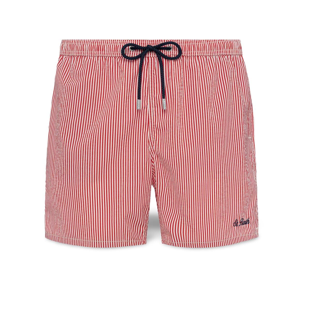 MC2 SAINT BARTH Costume mare uomo Patmos seersucker Stripes Rosso