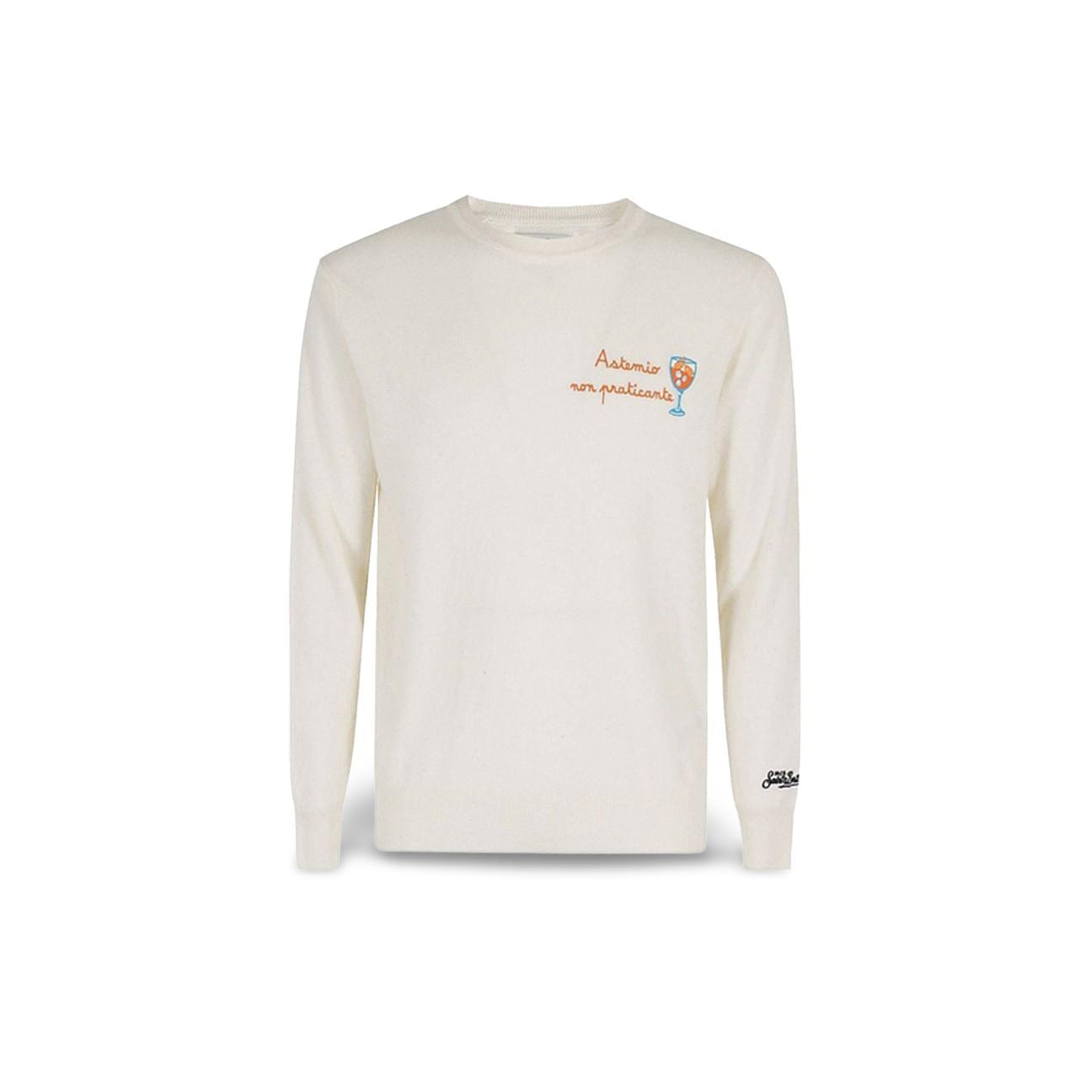 MC2 SAINT BARTH Maglione da uomo Heron con ricamo Non Astemio Panna