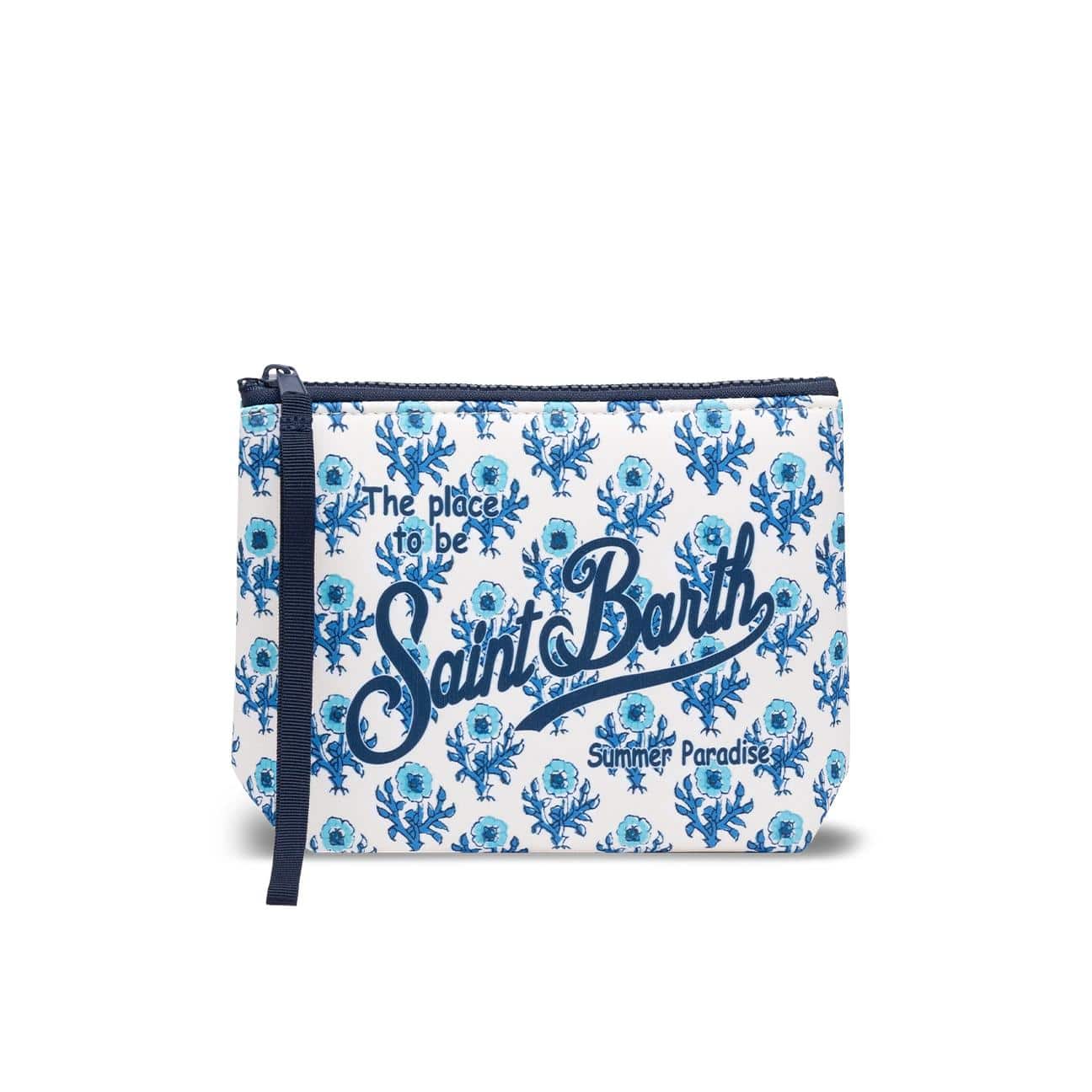 MC2 SAINT BARTH Pochette scuba Aline Radical Flowers Bianco