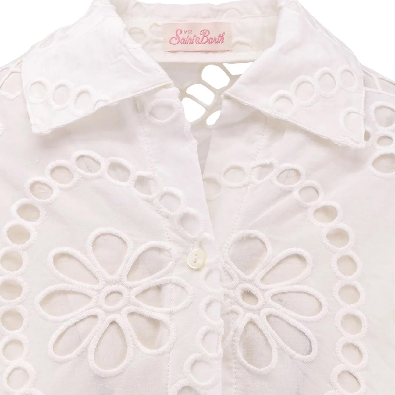 MC2 SAINT BARTH Top Febe in pizzo Sangallo Bianco