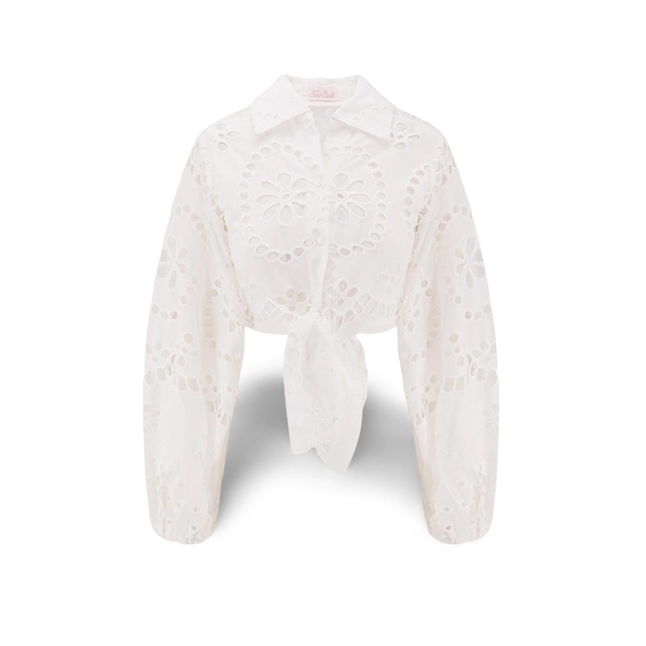 MC2 SAINT BARTH Top Febe in pizzo Sangallo Bianco