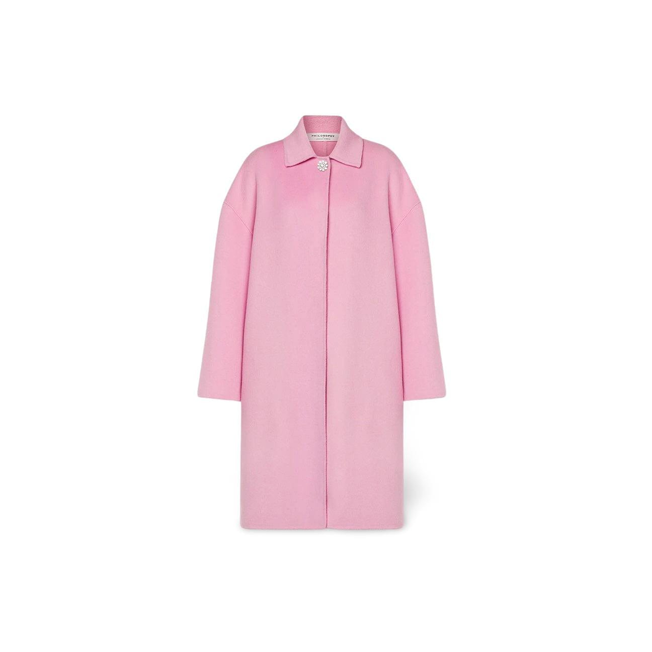 PHILOSOPHY Cappotto in lana double con bottone gioiello
