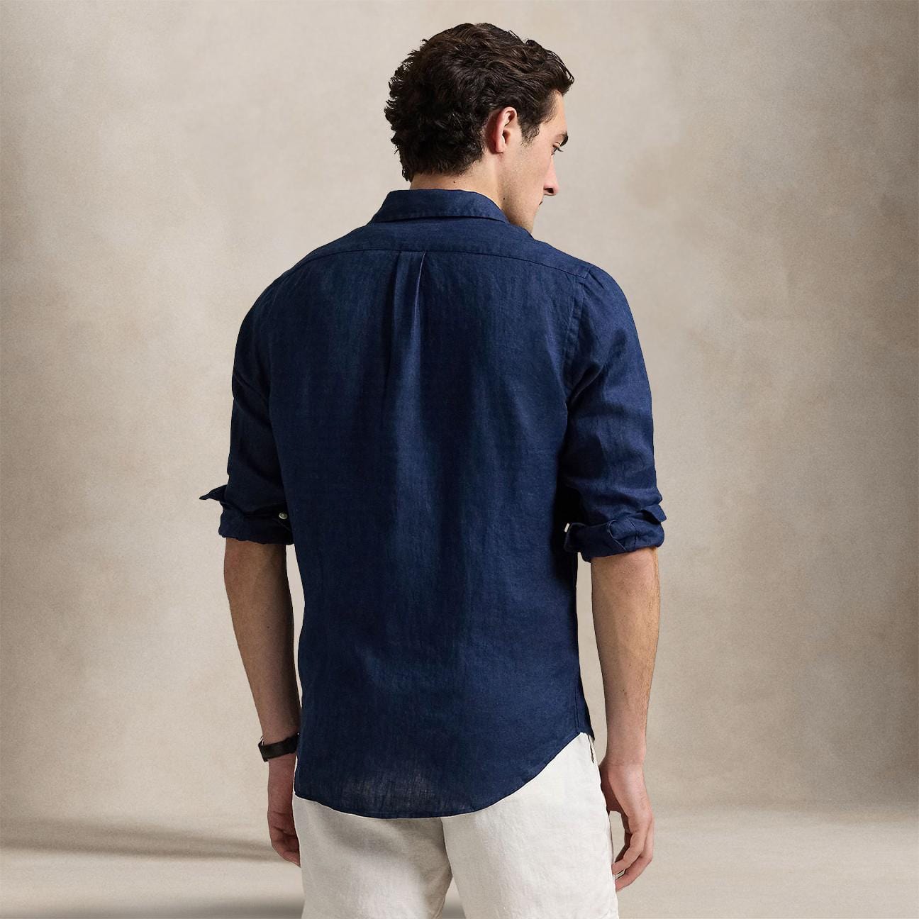 POLO RALPH LAUREN Camicia uomo in lino Custim Fit Blue