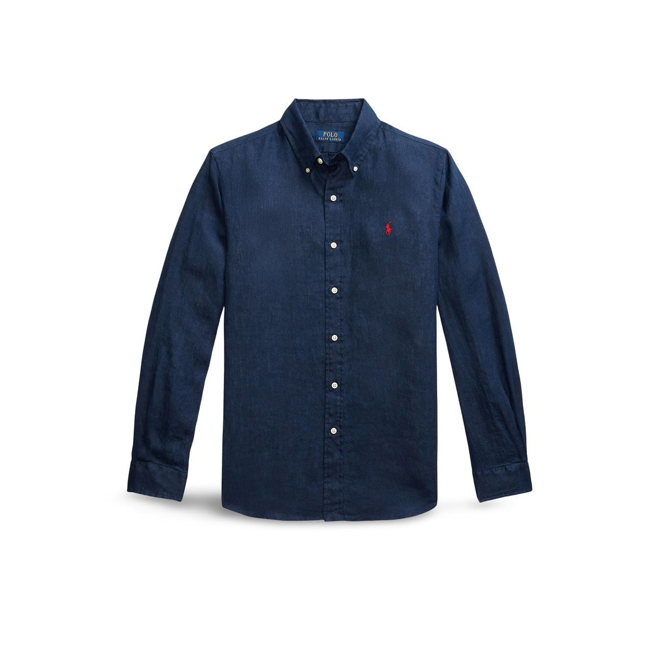 POLO RALPH LAUREN Camicia uomo in lino Custim Fit Blue