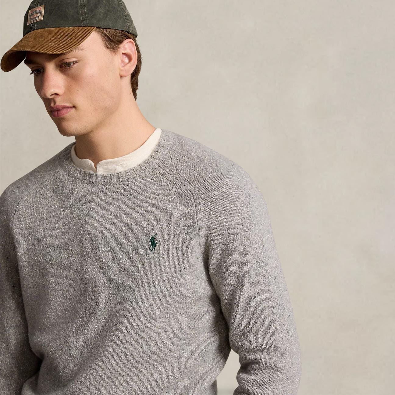 POLO RALPH LAUREN Maglia uomo girocollo Donegal Grigio
