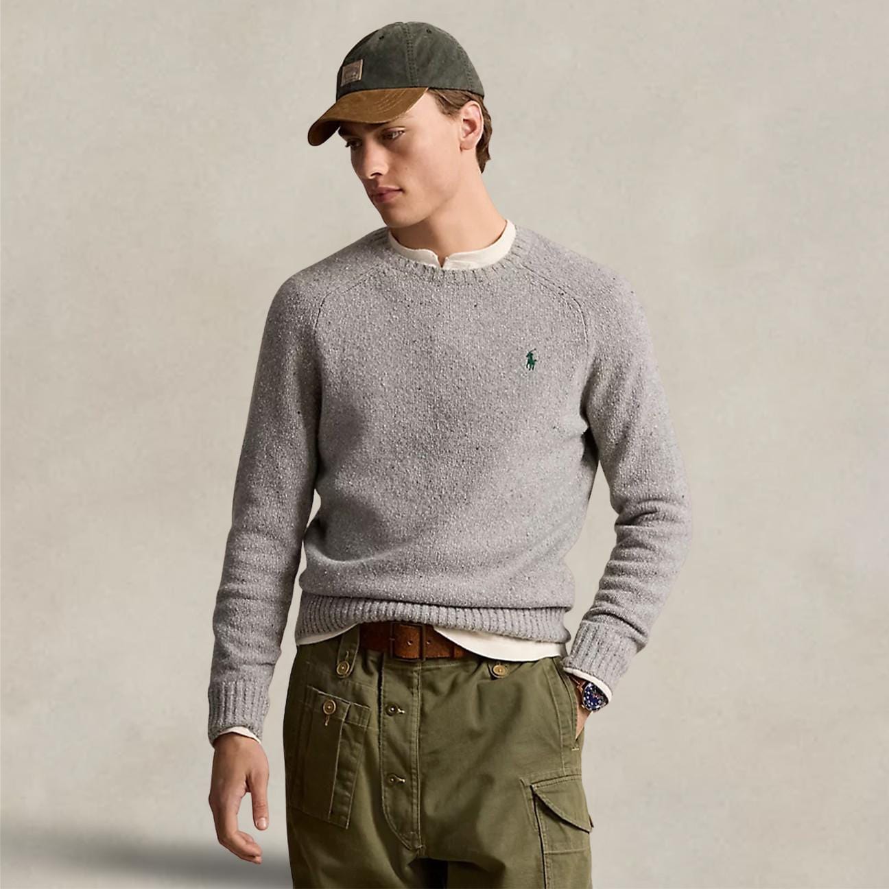 POLO RALPH LAUREN Maglia uomo girocollo Donegal Grigio