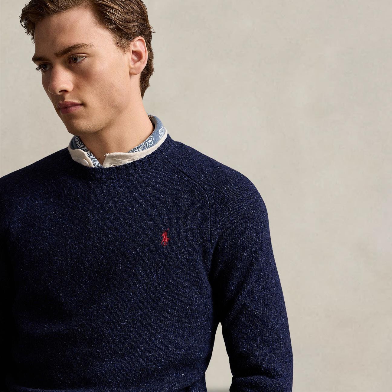 POLO RALPH LAUREN Maglia uomo in lana Donegal Blue