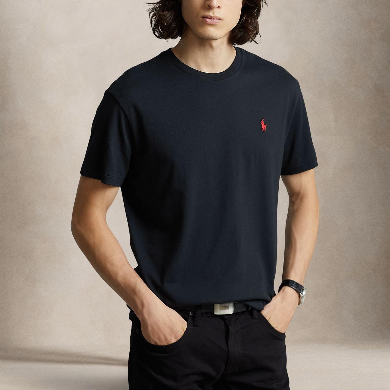 POLO RALPH LAUREN T-Shirt uomo Custom Slim-Fit Nero