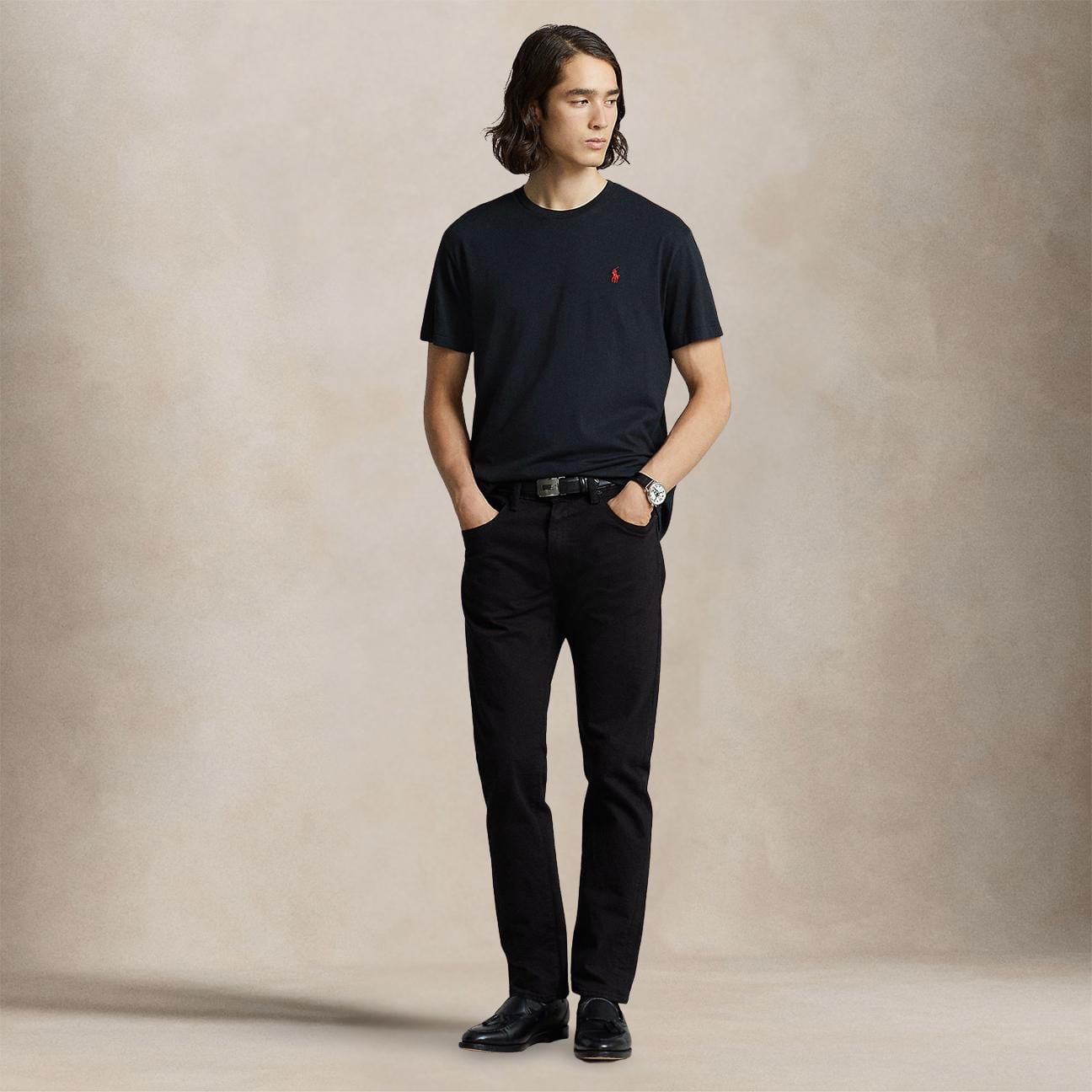 POLO RALPH LAUREN T-Shirt uomo Custom Slim-Fit Nero