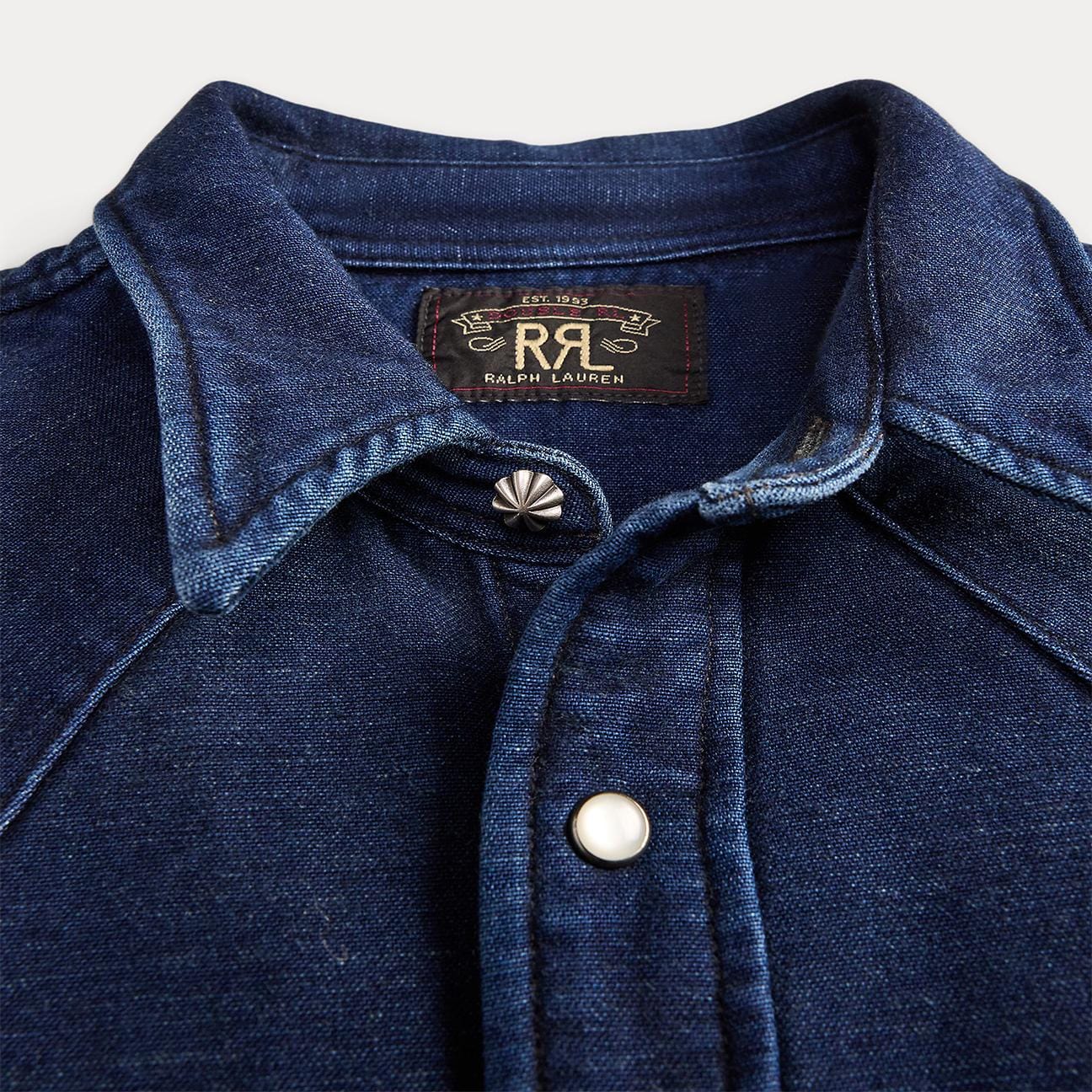 RRL Camicia uomo Buffalo in cotone pesante Indigo