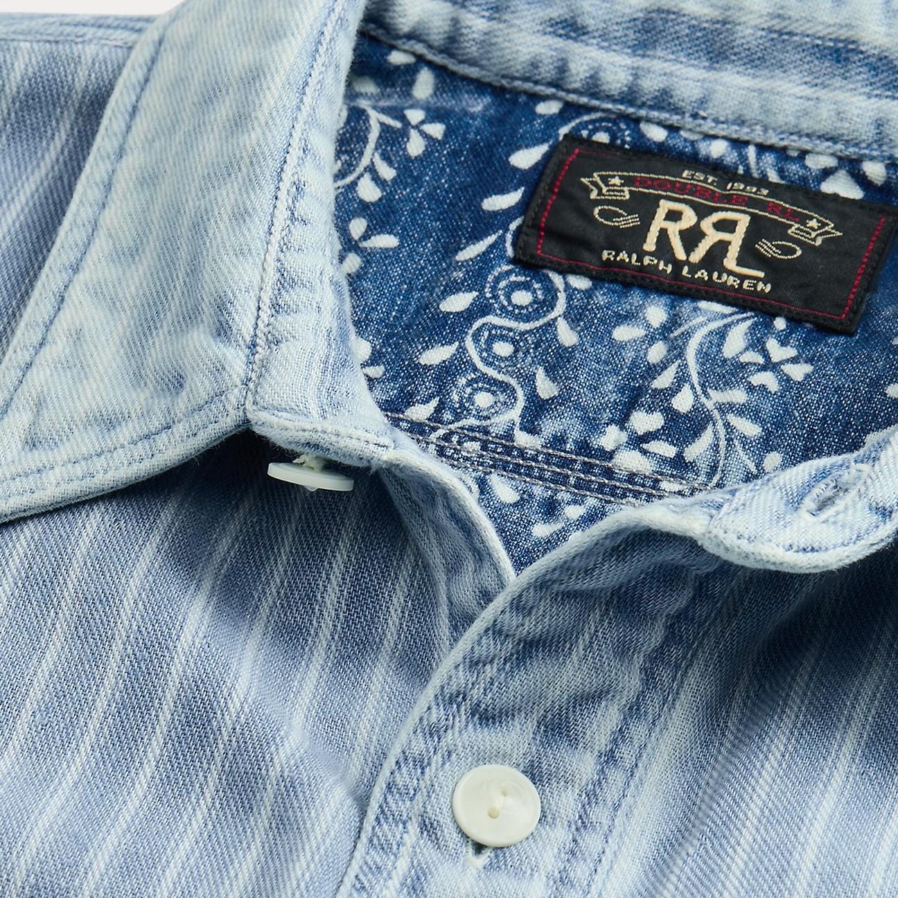 RRL Camicia uomo double face Indaco