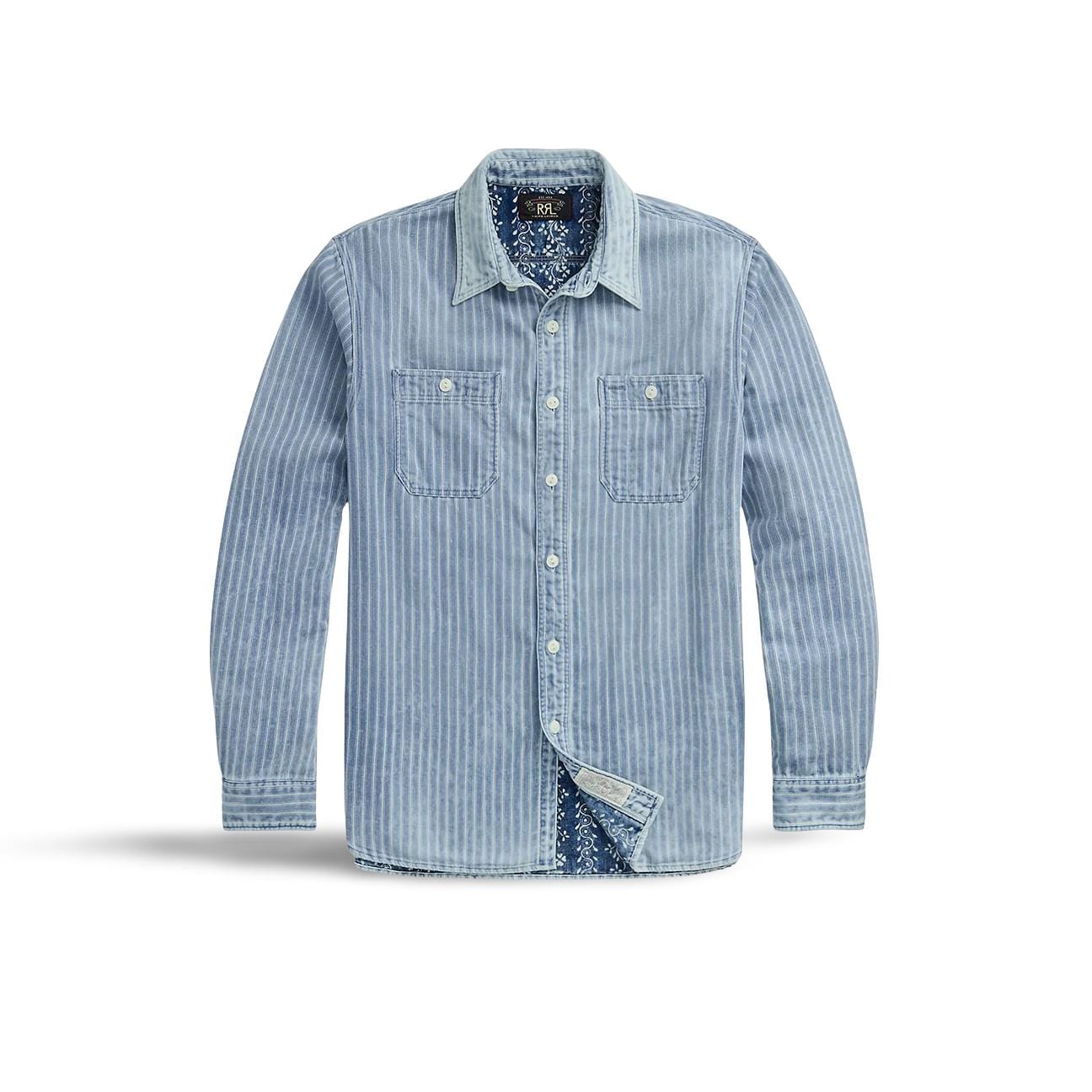 RRL Camicia uomo double face Indaco