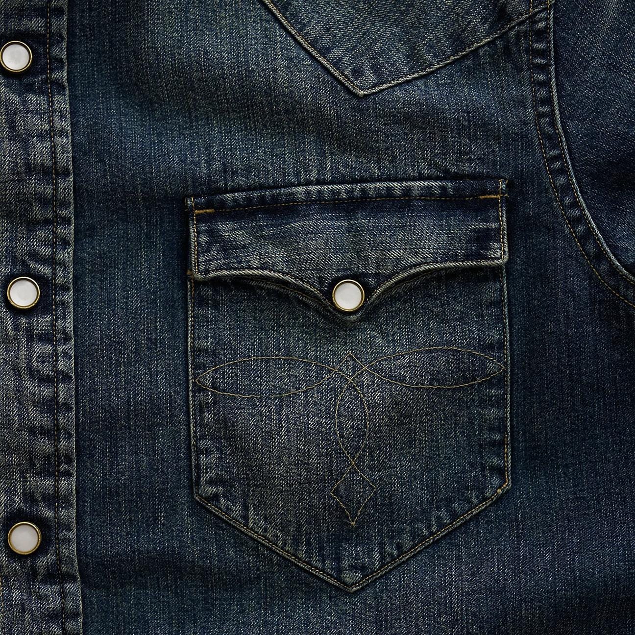 RRL Camicia uomo western in denim Slim-Fit
