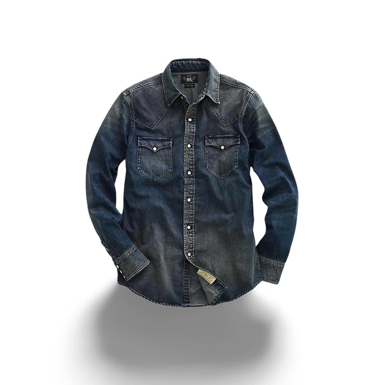 RRL Camicia uomo western in denim Slim-Fit