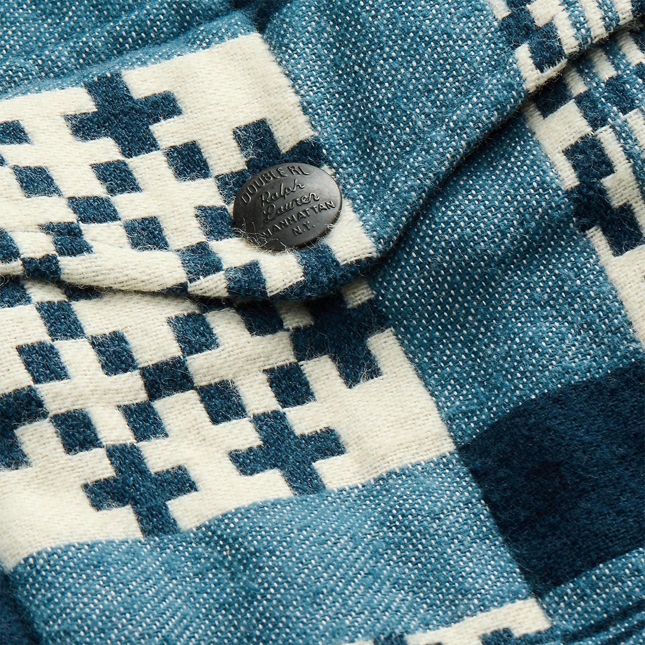RRL Giacca camicia jacquard Blue Panna