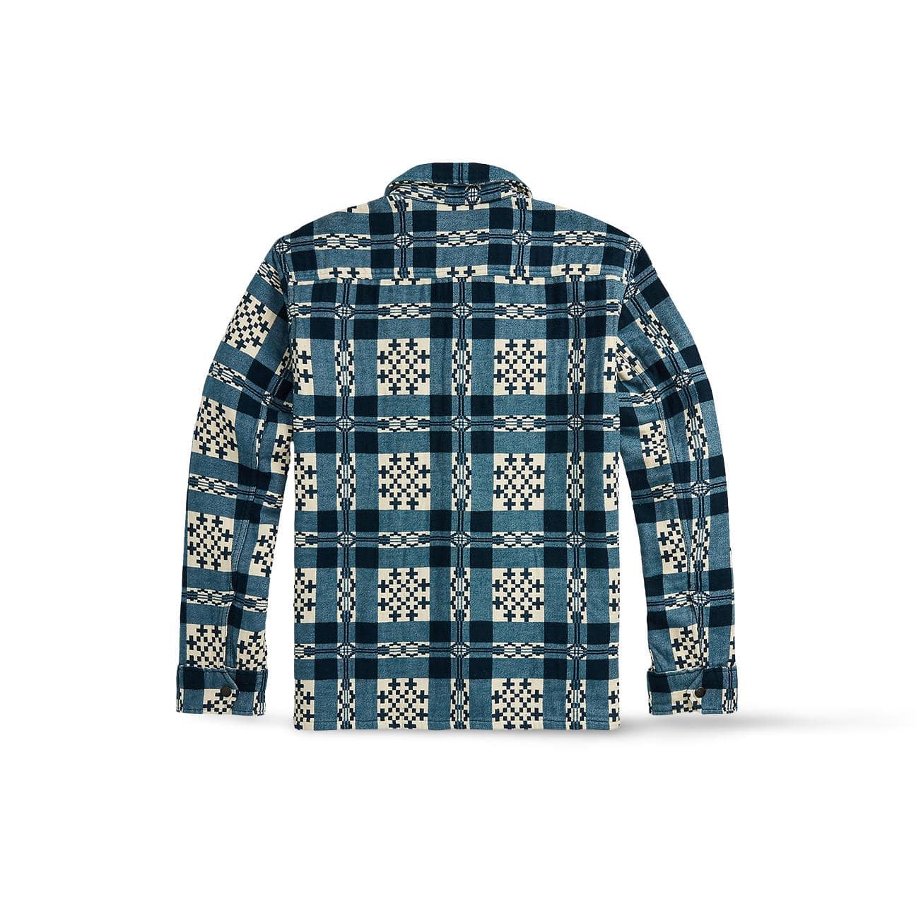 RRL Giacca camicia jacquard Blue Panna