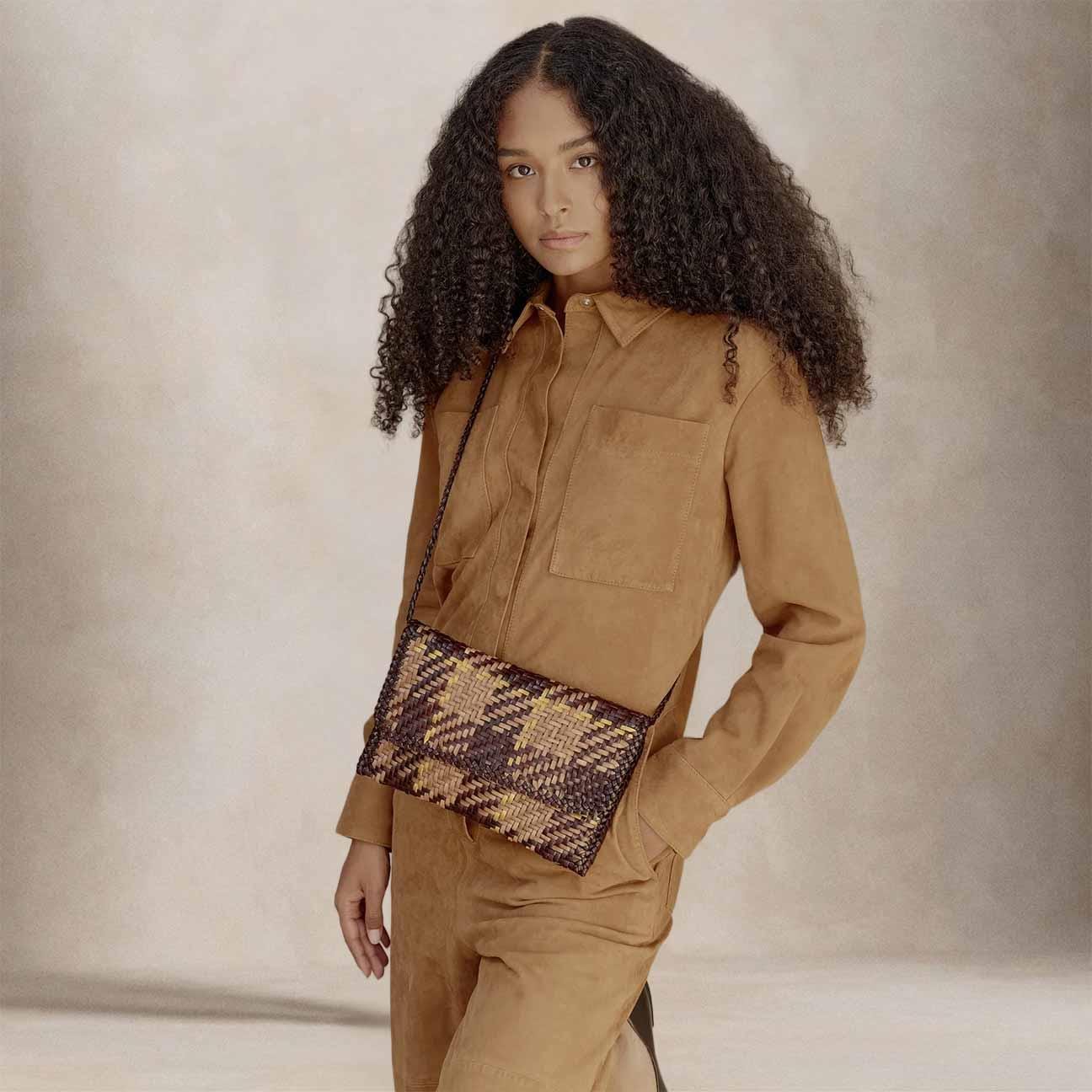 VIPERA Borsa Bansky Madras Taupe Chocolate Gold